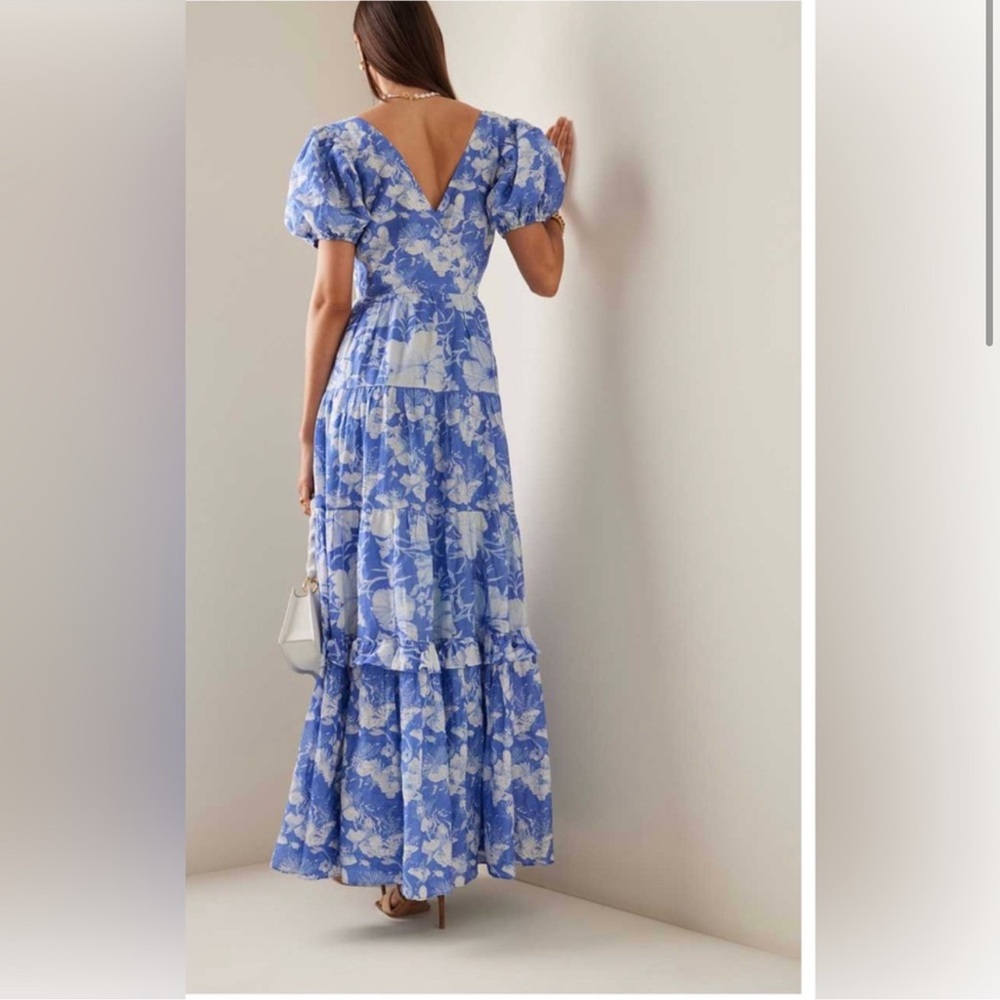 LoveShackFancy karalie blue floral dress in salty seas - Picture 2 of 7